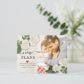 新しい計結婚画の延期変更 案内ポストカード (スタンド正面)