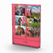 新しい記念日カップル写真コラージピンク フォトブロック (右)