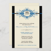 新しい記念日パーティの招待状(青) 招待状 (正面/裏面)