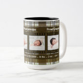 新しい誇りを持ったおじいちゃん4ブラウンの写真の格子縞 ツートーンマグカップ (正面右)
