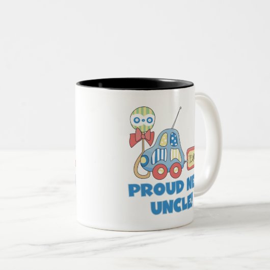 新しい誇りを持ったおじさん男の子Tシャツとプレゼント ツートーンマグカップ (正面右)