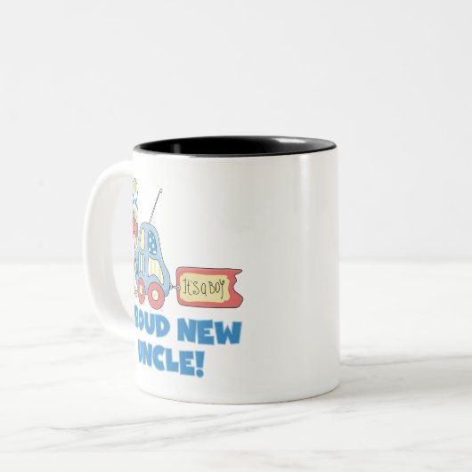 新しい誇りを持ったおじさん男の子Tシャツとプレゼント ツートーンマグカップ (正面左)