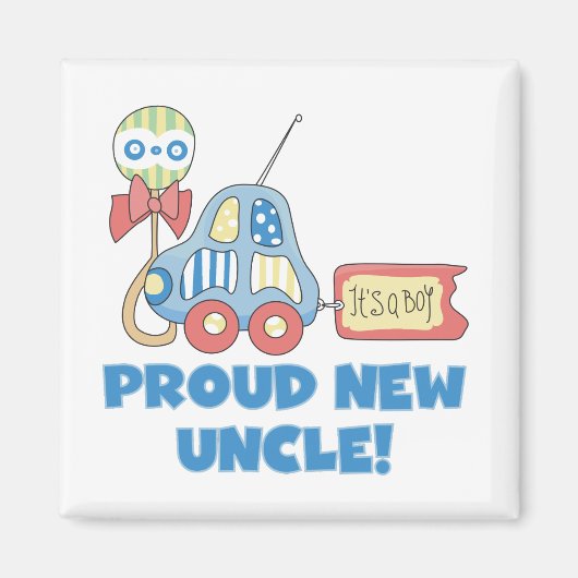 新しい誇りを持ったおじさん男の子Tシャツとプレゼント マグネット (正面)