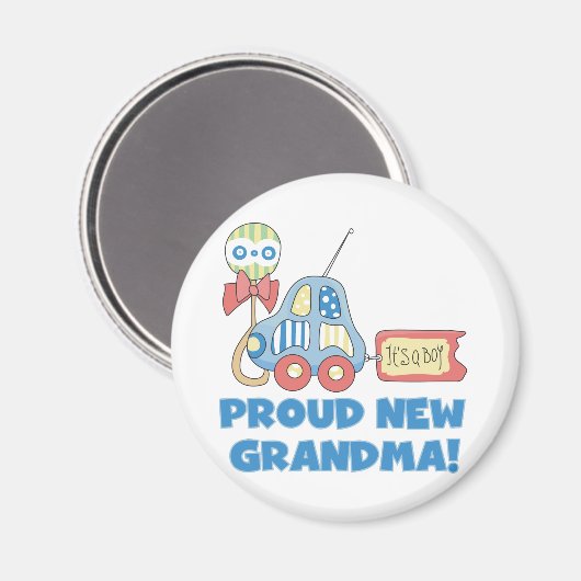 新しい誇りを持ったおばあちゃん – それは男の子のTシャツとプレゼント マグネット (正面/裏面)