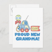 新しい誇りを持ったおばあちゃん – それは男の子のTシャツとプレゼント 案内ポストカード (正面/裏面)