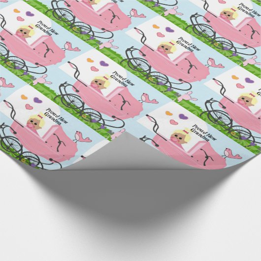 新しい誇りを持ったおばあちゃん – ベビーガール ラッピングペーパー (角)