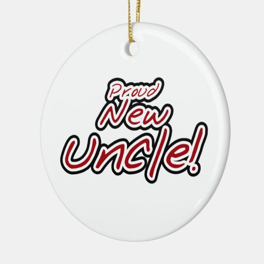新しい誇りを持った叔父の赤と黒の文字ギフト セラミックオーナメント (左)