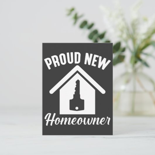 新しい誇りを持ったHomeOwnerプロパティ引っ越し祝いパーティー ポストカード (スタンド正面)