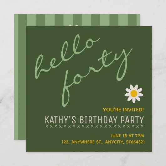 新しい誕生日パーティーの招待 | カスタム名刺 招待状 (正面/裏面)