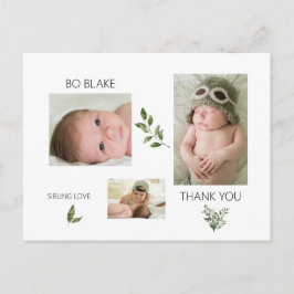 新しい赤ちゃんの現代的な感謝のポストカード - 3枚の写真 ポストカード