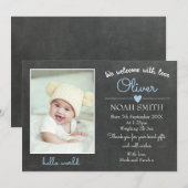 新しい赤ちゃんの男の子の発表/お礼のカード 案内状 (正面/裏面)