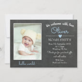 新しい赤ちゃんの男の子の発表/感謝カード 案内状 (正面)