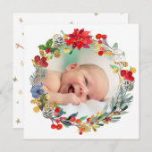 新しい赤ちゃんの発表　メリークリスマス シーズンカード (正面/裏面)