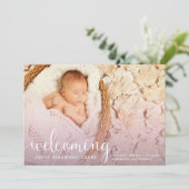 新しい赤ちゃんの誕生のお知らせを歓迎します 案内状 (スタンド正面)