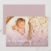 新しい赤ちゃんの誕生のお知らせを歓迎する 案内状 (正面/裏面)