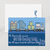 新しい赤ちゃん男の子のカード 招待状 (正面/裏面)