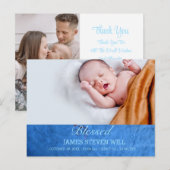 新しい赤ちゃん 男の子 かわいい 青い写真 出生発表 ポストカード (正面/裏面)