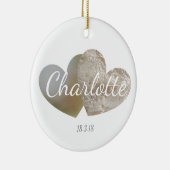 新しい赤ん坊の《キリスト教》洗礼式や命名式のレース及び真珠のハートのオーナメント セラミックオーナメント (右)