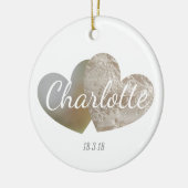 新しい赤ん坊の《キリスト教》洗礼式や命名式のレース及び真珠のハートのオーナメント セラミックオーナメント (左)