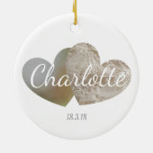 新しい赤ん坊の《キリスト教》洗礼式や命名式のレース及び真珠のハートのオーナメント セラミックオーナメント (裏面)