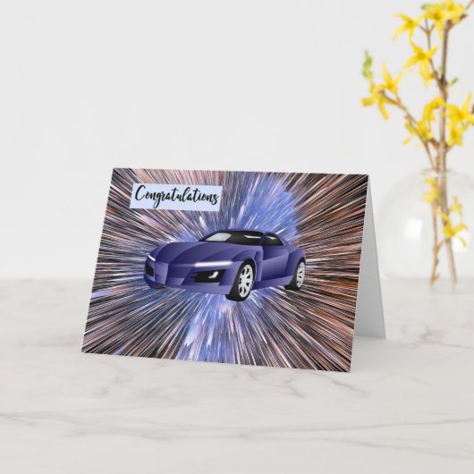 新しい車おめでとうカードスポーツモデル カード (黄色い花)