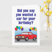 新しい車のユーモアのあるなバースデー・カード カード (黄色い花)