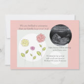 新しい追加ピンクの写真妊娠のお知らせ 案内状 (正面)