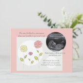 新しい追加ピンクの写真妊娠のお知らせ 案内状 (スタンド正面)