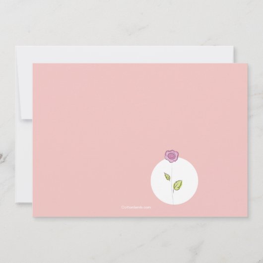 新しい追加ピンクの写真妊娠のお知らせ 案内状 (裏面)