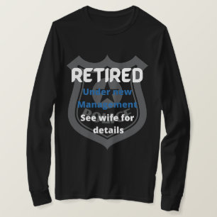 新しい退職した管理ブルーの警おもしろい察 Tシャツ