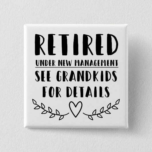 新しい退職した管理下に 缶バッジ (正面)