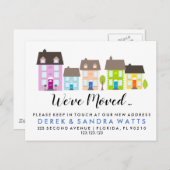 新しい通り カラフルな家 ビジネス住所アナウンス 案内ポストカード (正面/裏面)