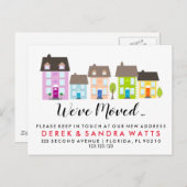 新しい通り カラフルな家 ビジネス住所 案内ポストカード (正面/裏面)