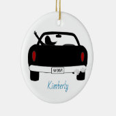 新しい運転者の女性の青いパーソナライズ セラミックオーナメント (右)