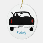 新しい運転者の女性の青いパーソナライズ セラミックオーナメント (左)