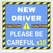 新しい運転者安全標識（注意）青 シール (シート)