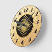 新しい金ゴールドとブラックアールデコスタイル ラウンド壁時計 (傾斜)