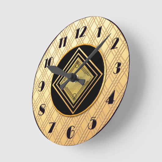 新しい金ゴールドとブラックアールデコスタイル ラウンド壁時計 (傾斜)