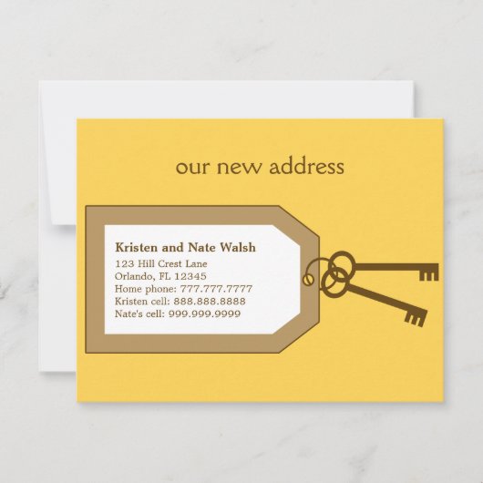 新しい鍵のお知らせ 引っ越しのお知らせ 案内状 (正面)