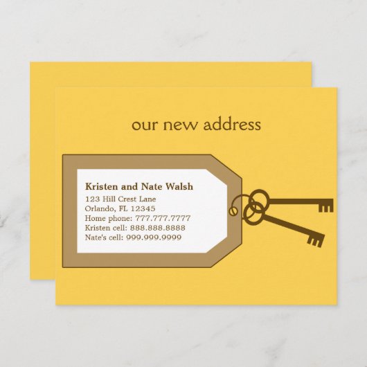 新しい鍵のお知らせ 引っ越しのお知らせ 案内状 (正面/裏面)