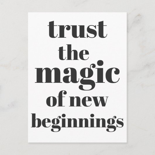 新しい開始はっきりしたタイポグラフィ感動的引用文 ポストカード (正面)