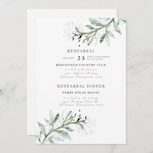 新しい開始ウォーターカラーリハーサル招待状 招待状 (正面/裏面)