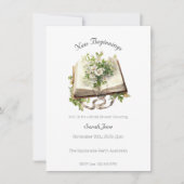 新しい開始ブライダルシャワーフローラオープンブック 招待状 (正面)