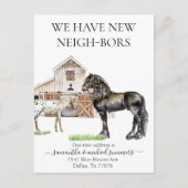 新しい隣人の馬の水の色の移動の発表 案内ポストカード (正面)