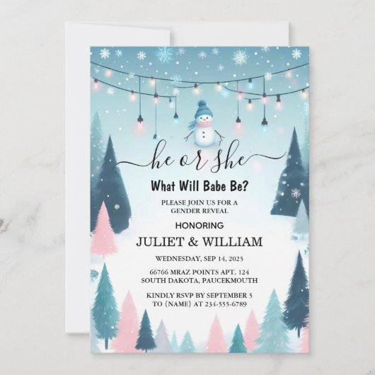 新しい雪素朴冷たい氷の居心地の良い冬のジェンダーが明らかにする 招待状 (正面)