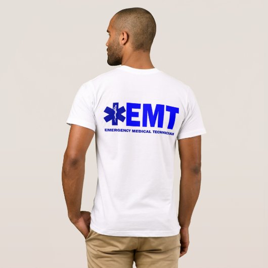 新しい青教養があるEMTの義務スタイルのワイシャツ Tシャツ (裏面フル)