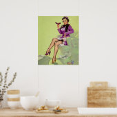 新しい靴を試す女性のピン留め ポスター (キッチン)