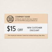 新しい顧客割引クーポンカード (正面)