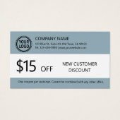 新しい顧客割引クーポンカード (正面)
