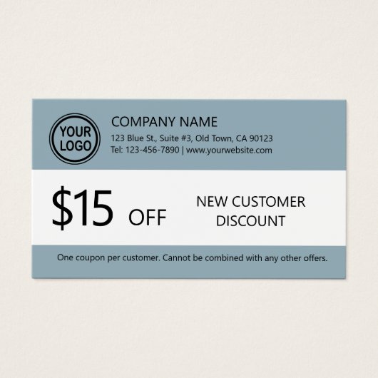 新しい顧客割引クーポンカード (正面)